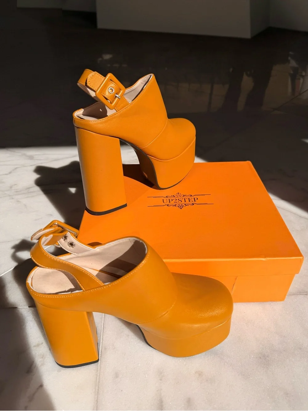 Up2Step Orange Chunky Platform Heels Size 40 Y2K Statement Shoes | Original Box